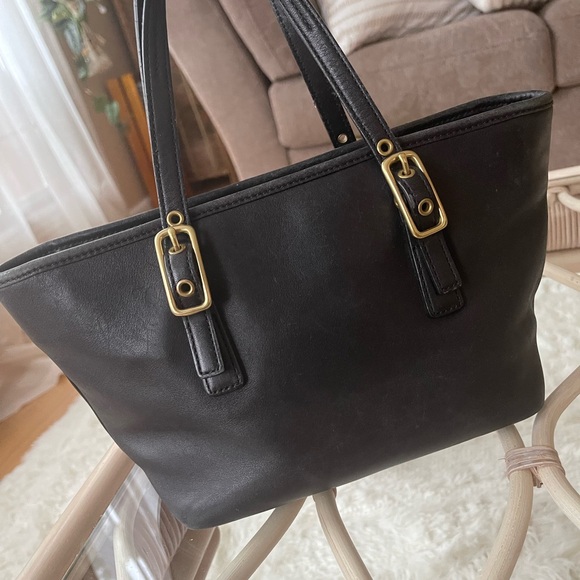 Vintage Coach 9846 Black Leather Legacy West Mini Market Purse Small Tote - Picture 2 of 6